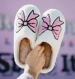Light Pink Bows Coquette Women's Slippers