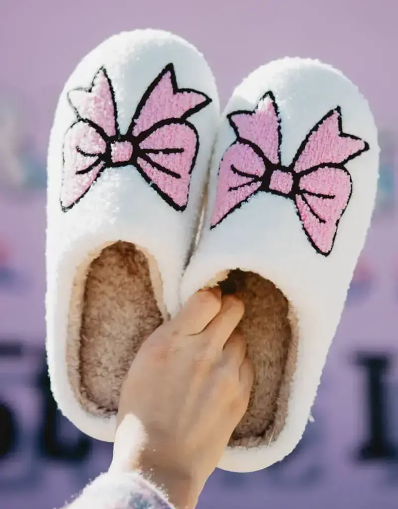 Light Pink Bows Coquette Women's Slippers
