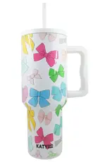 Multicolored Coquette Bows 38 oz Tumbler w/ Handle