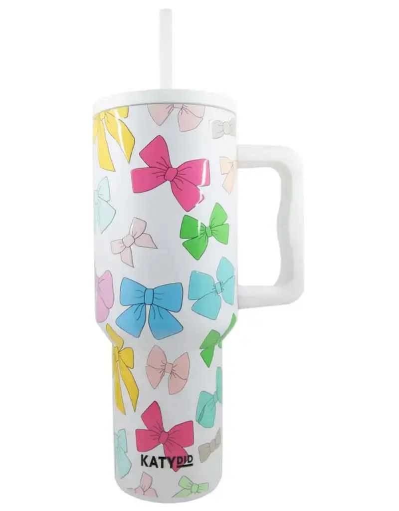 Multicolored Coquette Bows 38 oz Tumbler w/ Handle