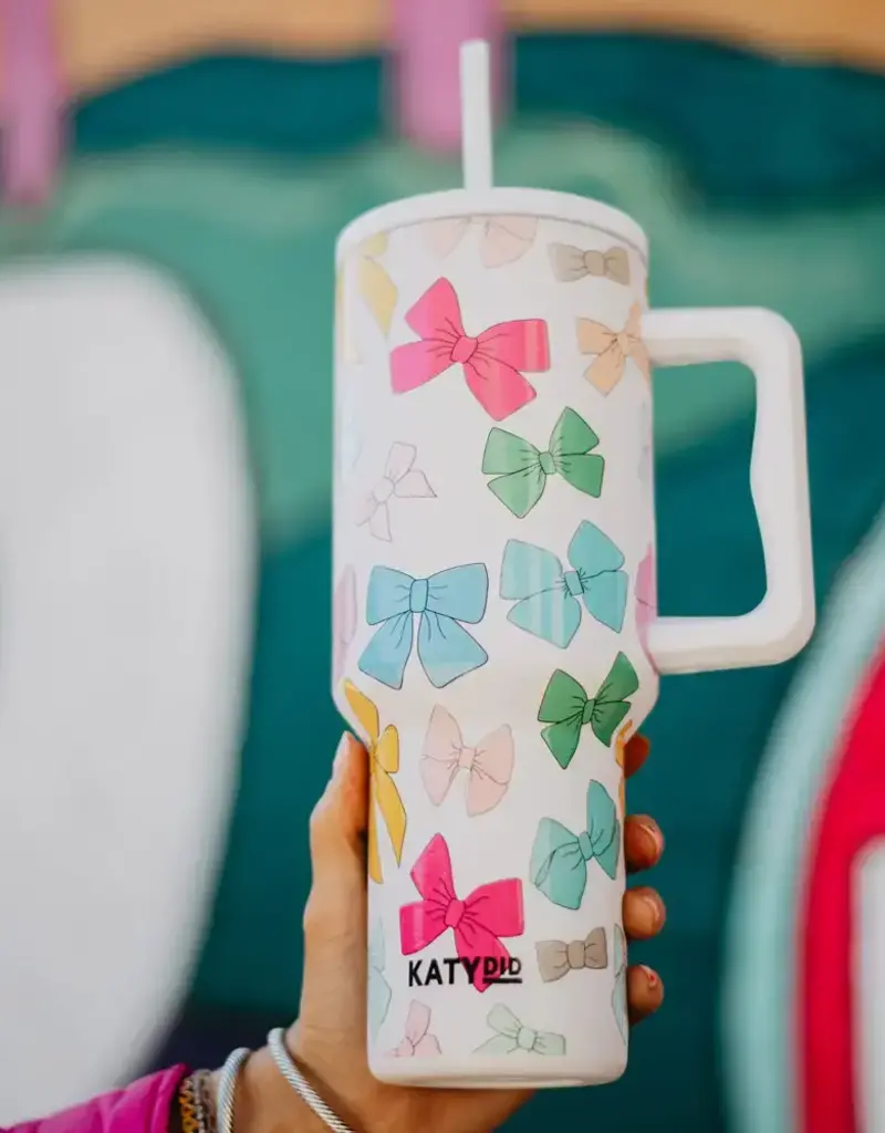 Multicolored Coquette Bows 38 oz Tumbler w/ Handle