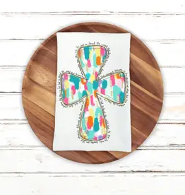 Preppy Brushstroke Cross  Dish Towel