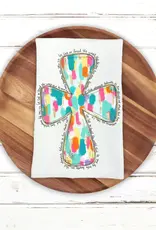 Preppy Brushstroke Cross  Dish Towel