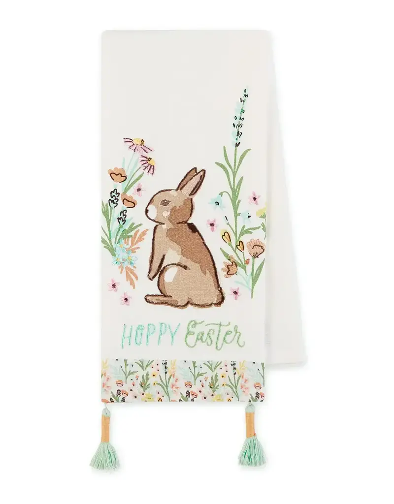 Hoppy Easter Bunny Embellished Dishtowel