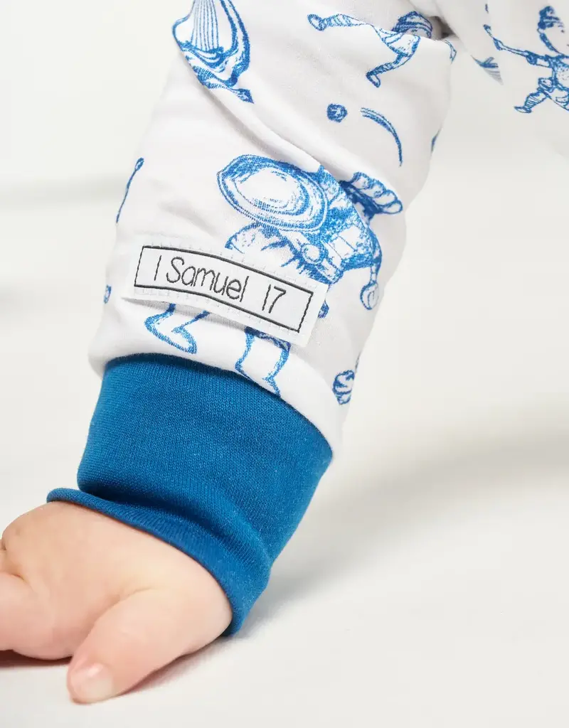 David & Goliath Blue PJ Footed Onesie Cotton