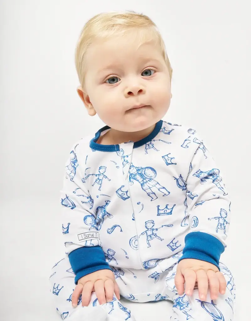 David & Goliath Blue PJ Footed Onesie Cotton