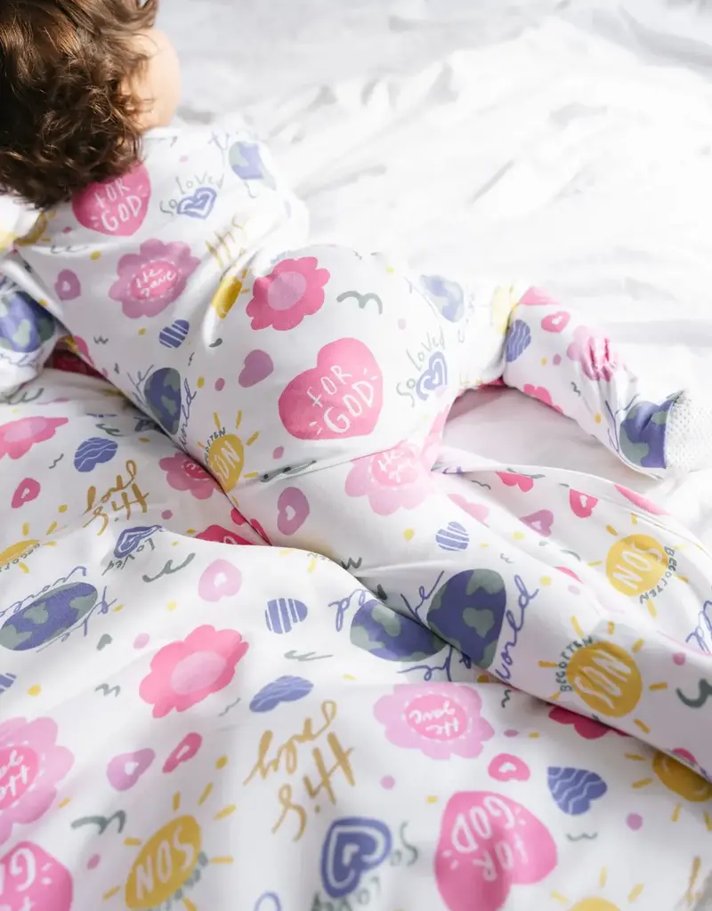 For God So Loved The World PJ Footed Onesie Cotton