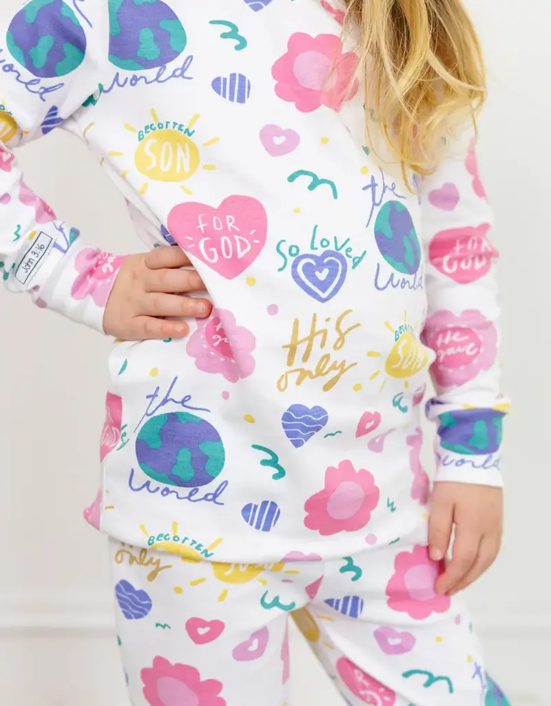 For God So Loved The World PJ Long Sleeve Set Cotton