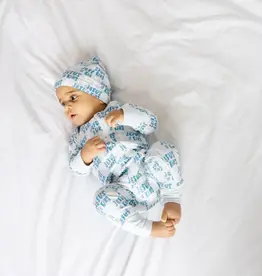 Jesus Is King Blue PJ Footless Onesie Bamboo