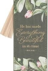 Bookmark Faux Leather Green Everything Is Beautiful Ecc. 3:11