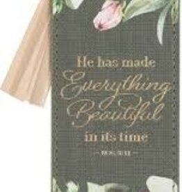 Bookmark Faux Leather Green Everything Is Beautiful Ecc. 3:11