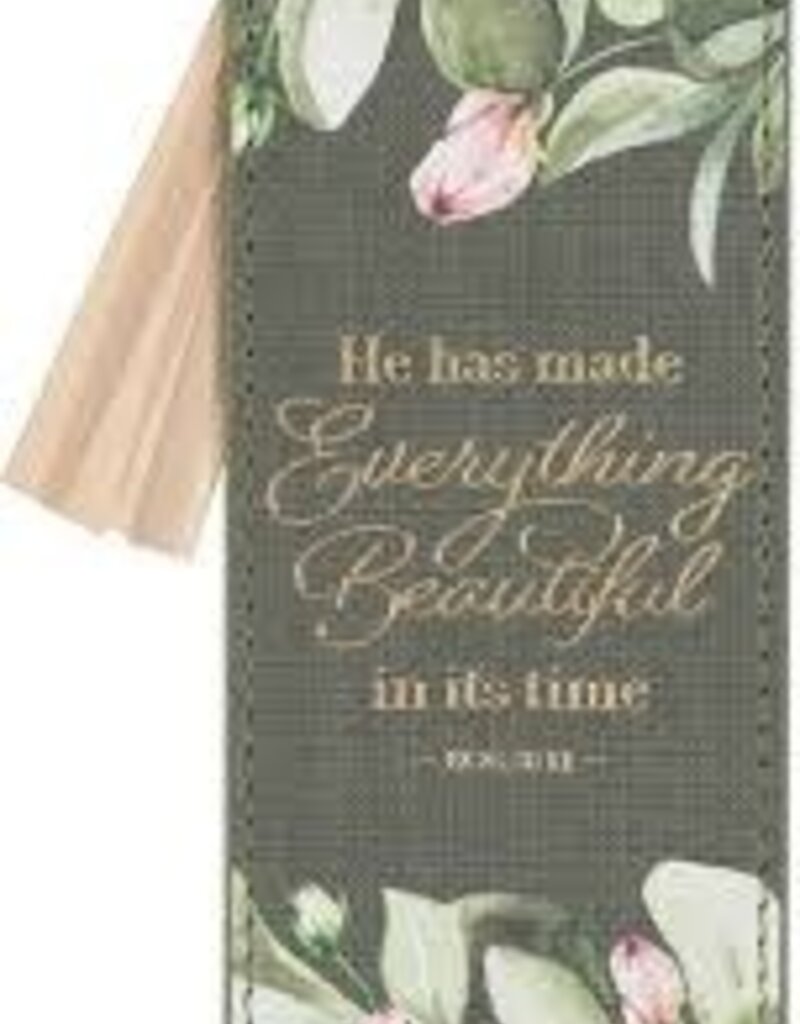Bookmark Faux Leather Green Everything Is Beautiful Ecc. 3:11
