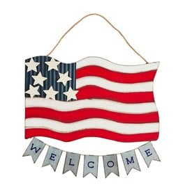 American Flag Tin Door Hanger