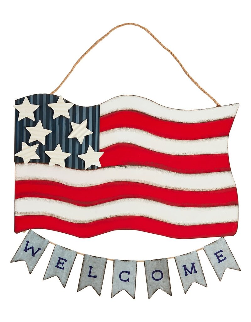 American Flag Tin Door Hanger