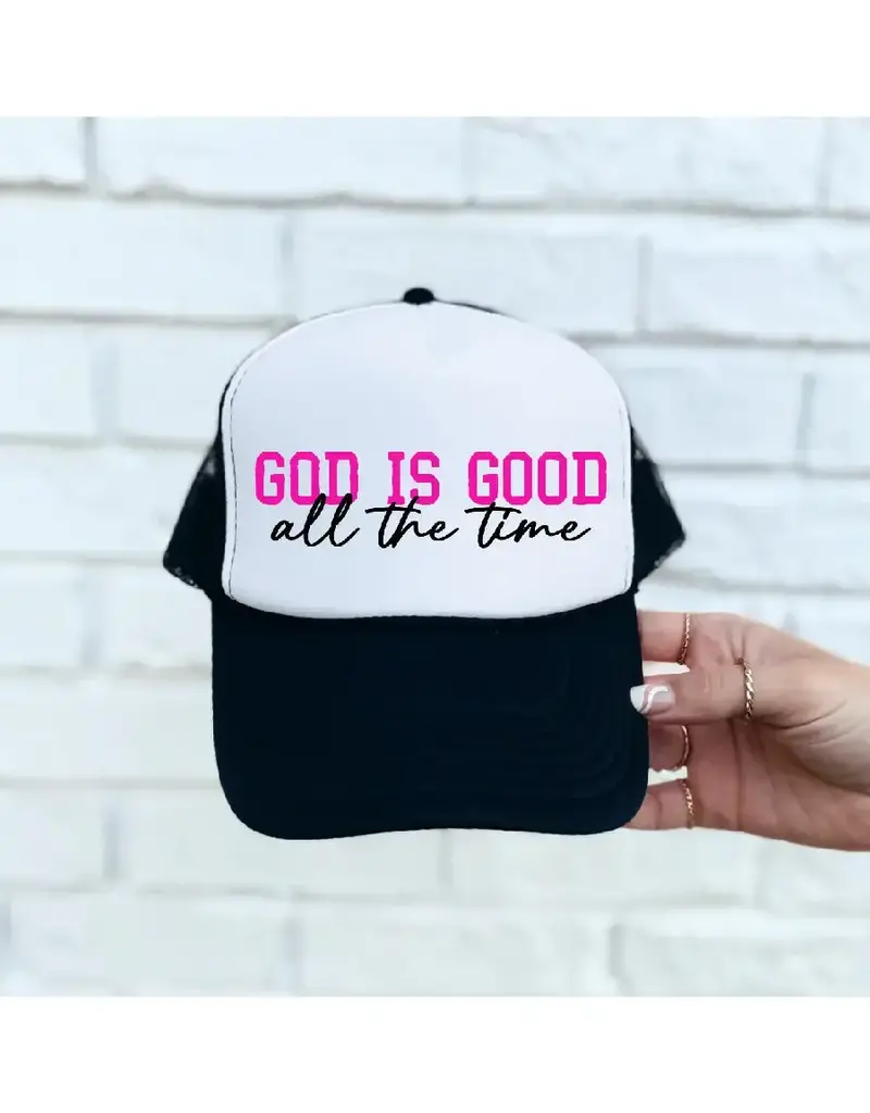 God Is Good Black & White Trucker Hat