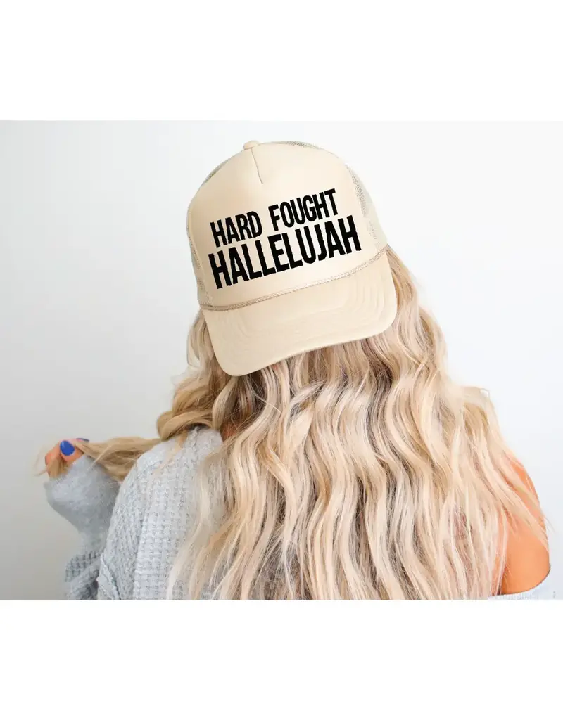 Hard Fought Hallelujah Tan Trucker Hat