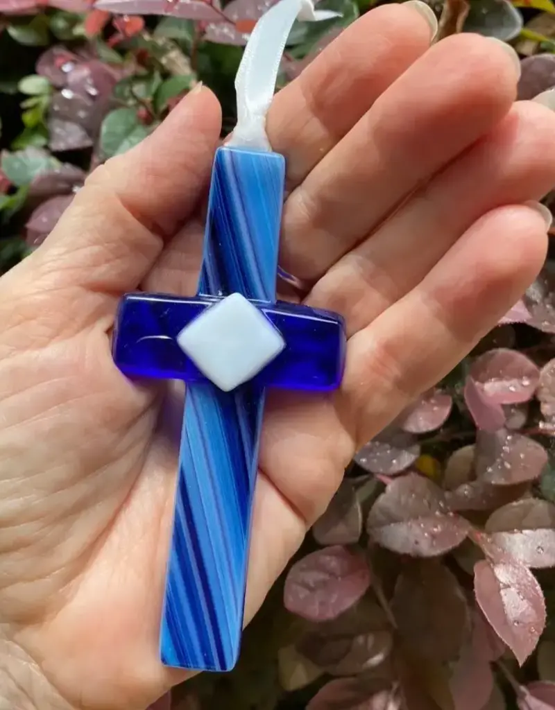 Dad Gift USA Handmade Glass Cross