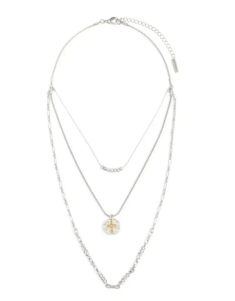 Beaded Prayer Necklace - Gray