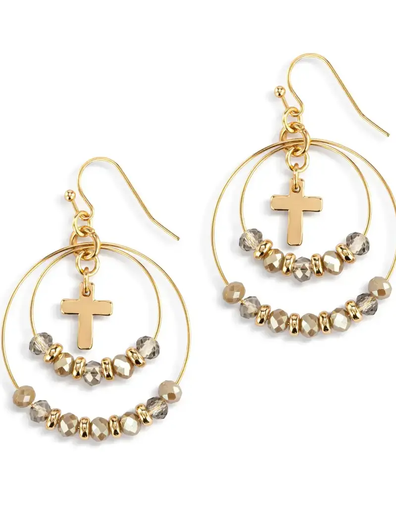 Beaded Prayer Earrings - Gray
