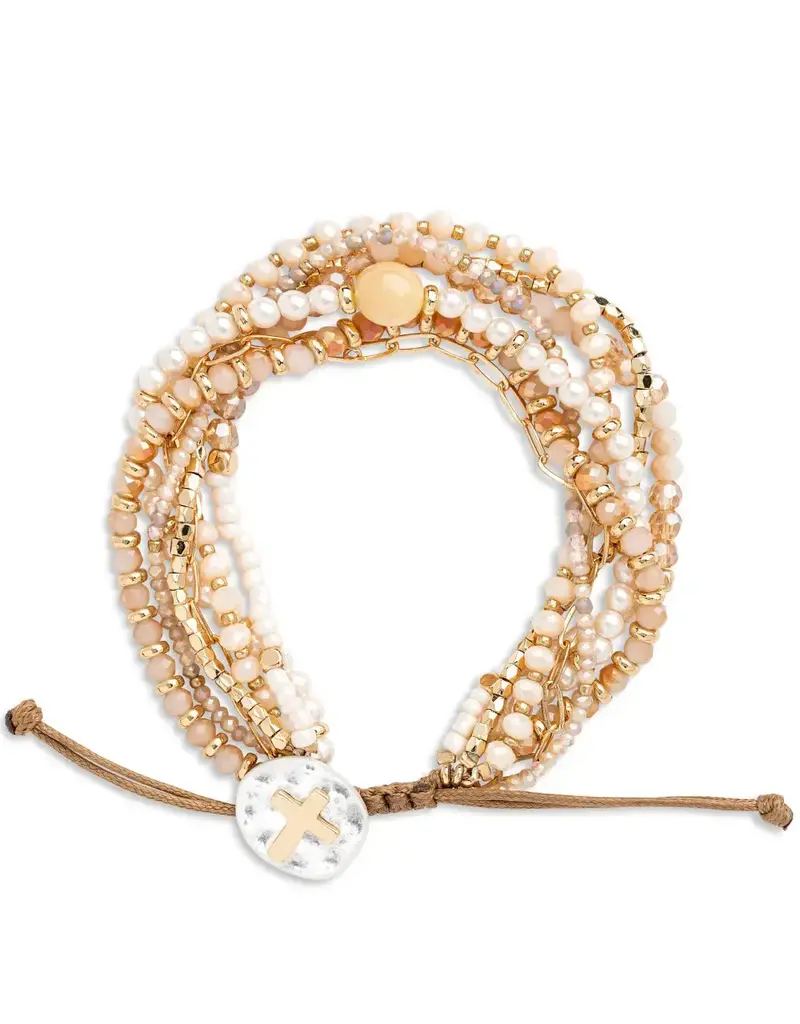 Beaded Prayer Bracelet - Champagne