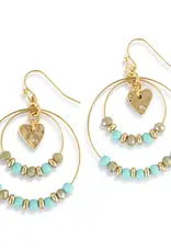 Beaded Love Turquoise Earrings - 2in