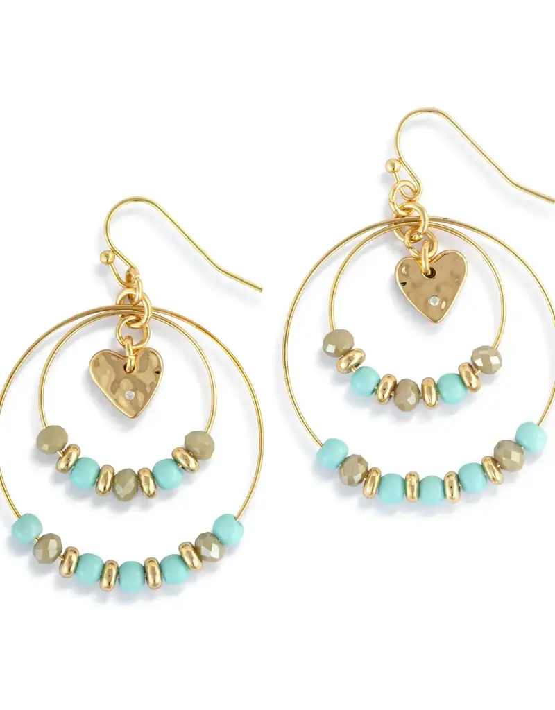 Beaded Love Turquoise Earrings - 2in