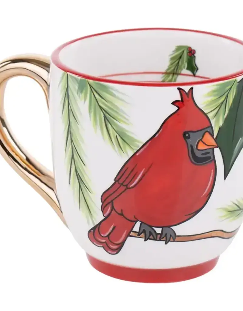 Merry Christmas Red Bird Branches Mug