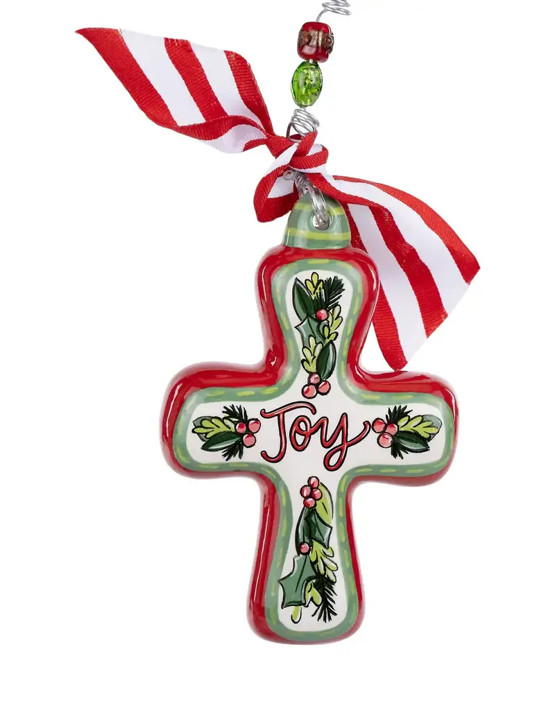 Joy Holly Cross Ornament