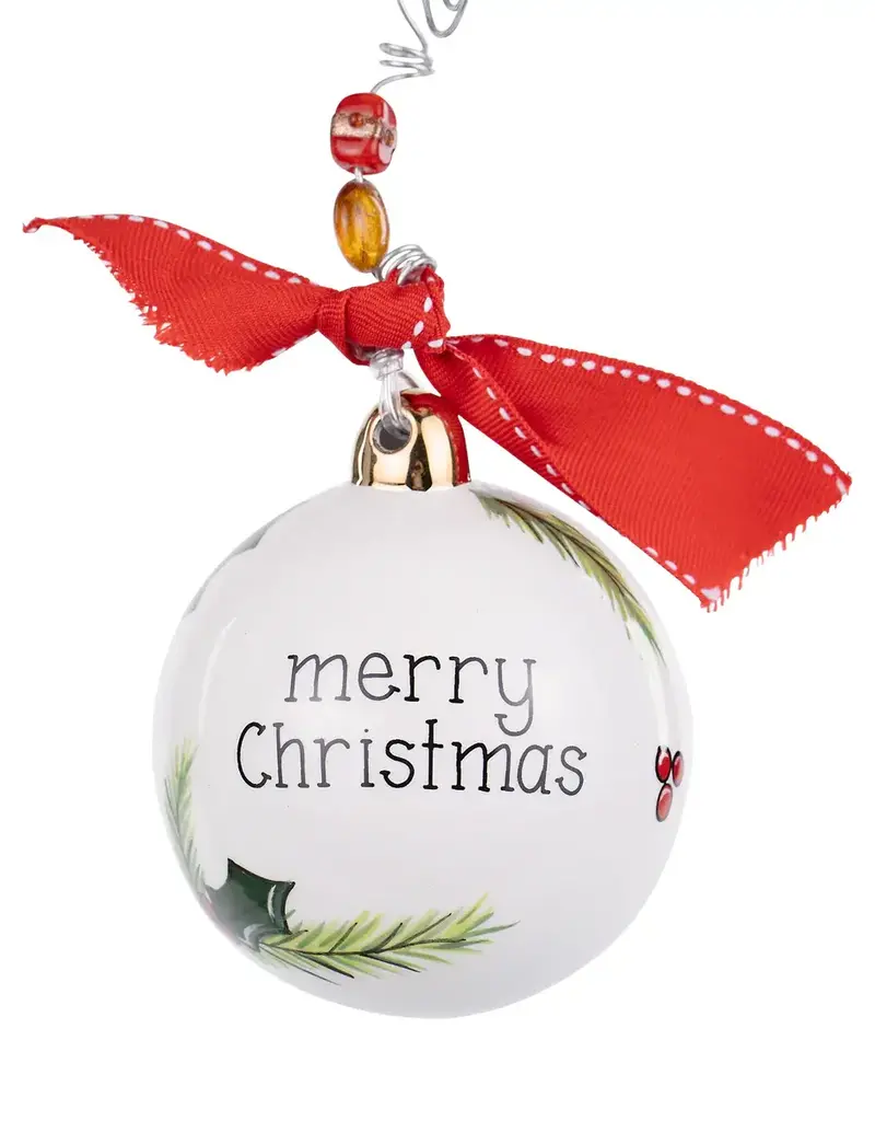 Merry Christmas Red Bird Branches Ornament