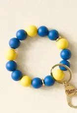 Hands-Free Keychain Wristlet - Navy Yellow