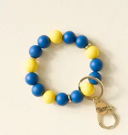 Hands-Free Keychain Wristlet - Navy Yellow