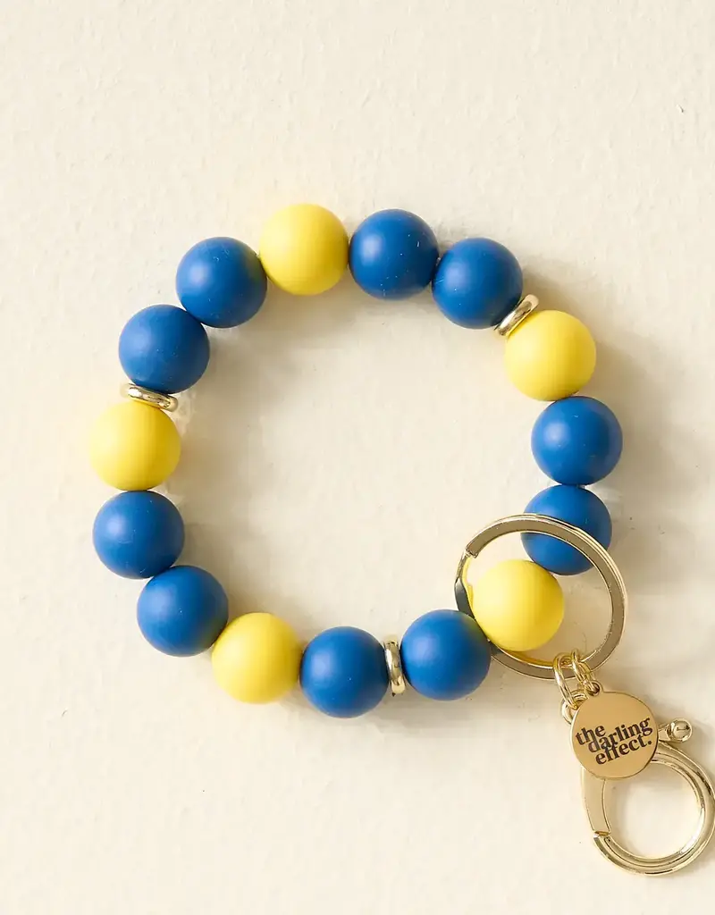Hands-Free Keychain Wristlet - Navy Yellow