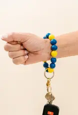Hands-Free Keychain Wristlet - Navy Yellow
