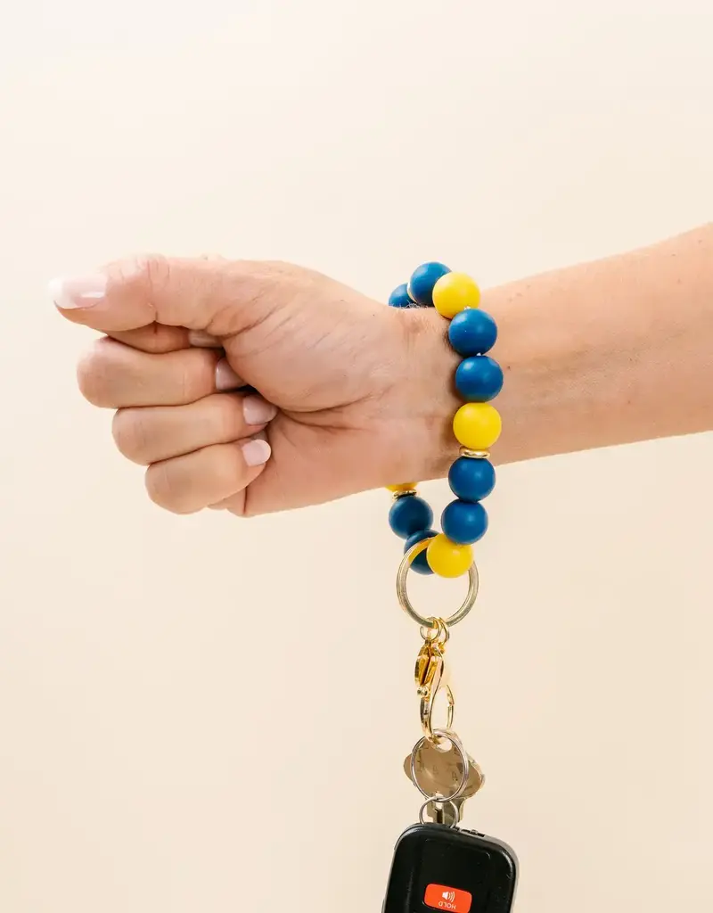 Hands-Free Keychain Wristlet - Navy Yellow