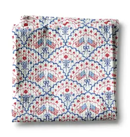 4th July Patriotic Red White Blue Flag Kitchen Towel Waffle