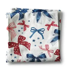 4th July Patriotic Red White Blue Flag Kitchen Towel Waffle