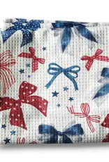 4th July Patriotic Red White Blue Flag Kitchen Towel Waffle