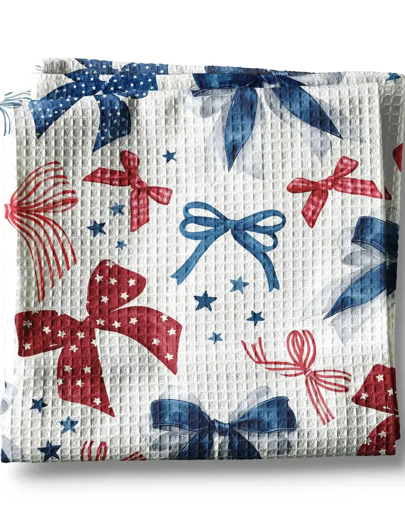4th July Patriotic Red White Blue Flag Kitchen Towel Waffle