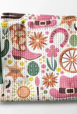 Retro Western Cactus Cowboy Cowgirl Kitchen Towel Waffle