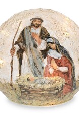 LIGHT UP GLASS GLOBE WITH HOLY FAMILY
