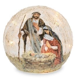 LIGHT UP GLASS GLOBE WITH HOLY FAMILY