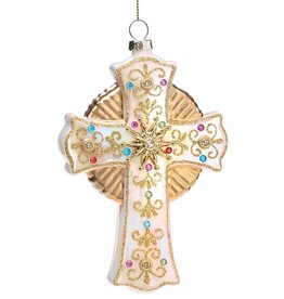ORNAMENT WHITE AND GOLD CROSS