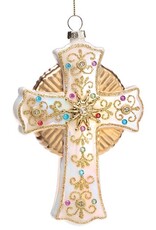 ORNAMENT WHITE AND GOLD CROSS