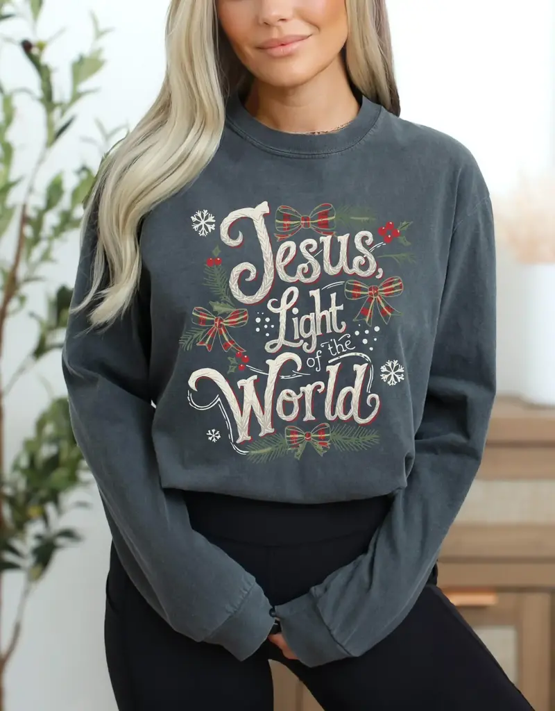 Jesus Light of the World Bows Long Sleeve Christmas T Shirt