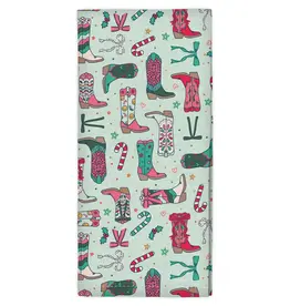 Christmas Western Cowgirl Boots Tea Towel