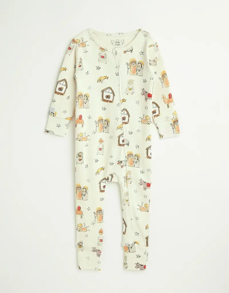 Away in a Manger PJ Footless Onesie Cotton