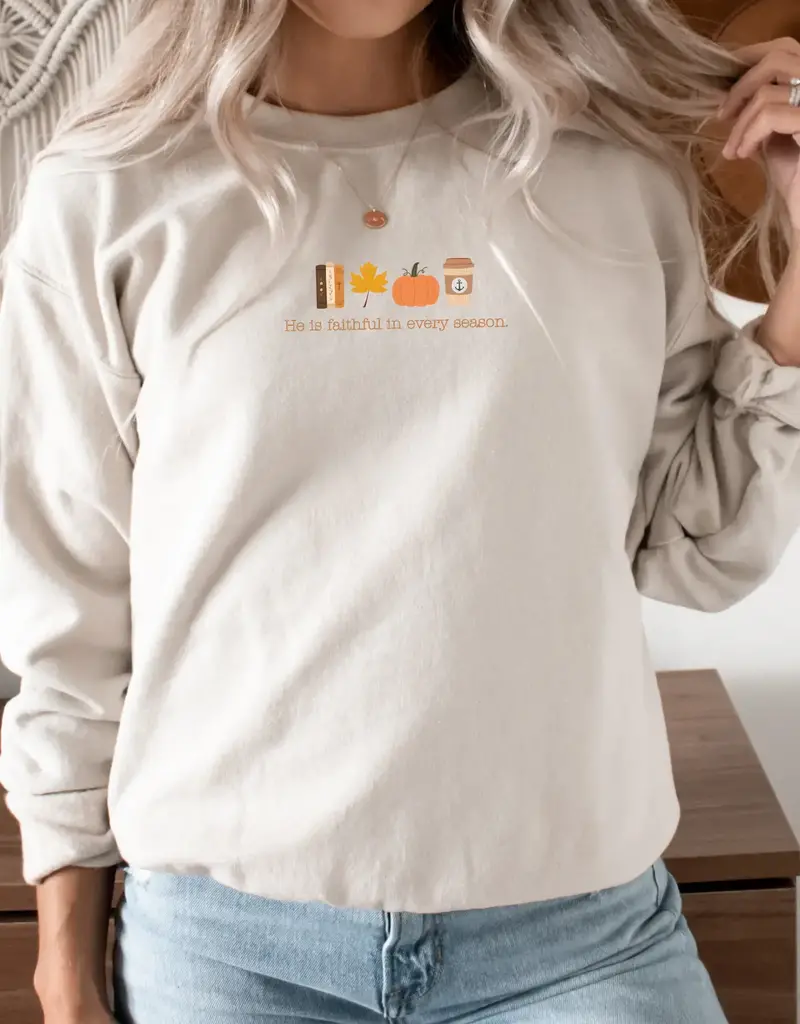He Is Faithful in Every Season Fall Christian Sweatshirt