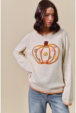 Pumpkin Floral Embroidered Sweater