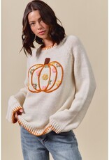Pumpkin Floral Embroidered Sweater