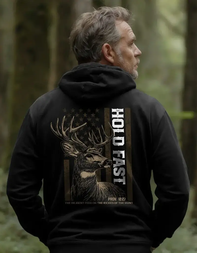 HOLD FAST Mens Hoody Deer Flag